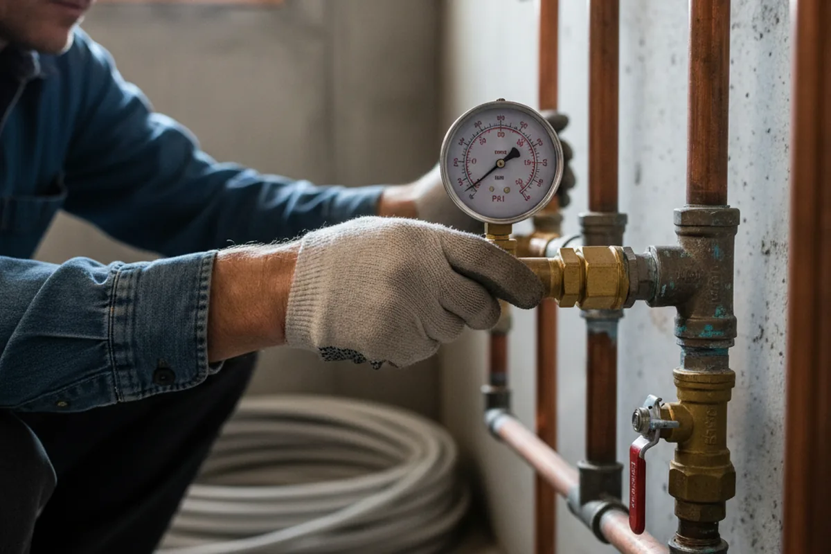 Pressure testing a repaired line during Water Line Repair in Hennepin